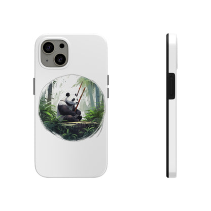 Tough Phone Cases with a Panda Painting Bamboo Forest Masterpiece