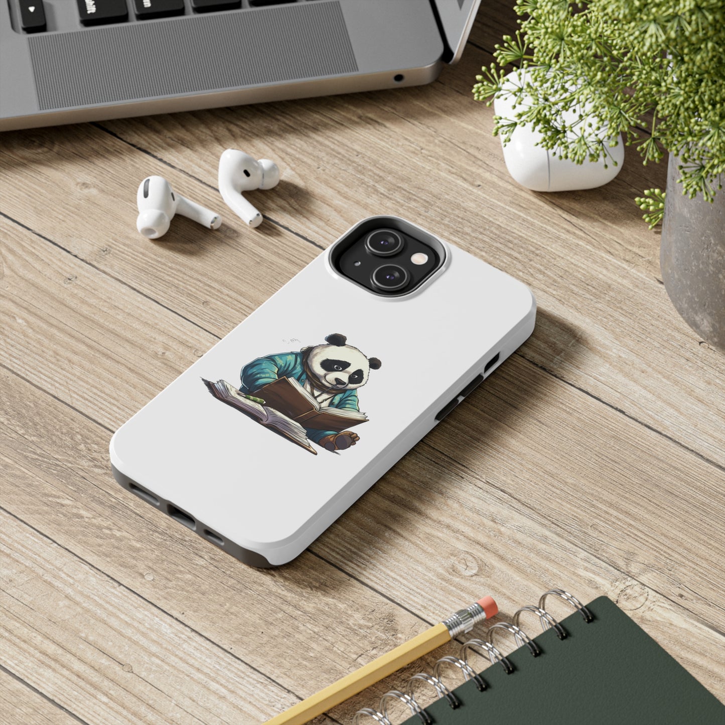 Phone Cases with a Studious Panda Engrossed in a Humorous Pun Book!