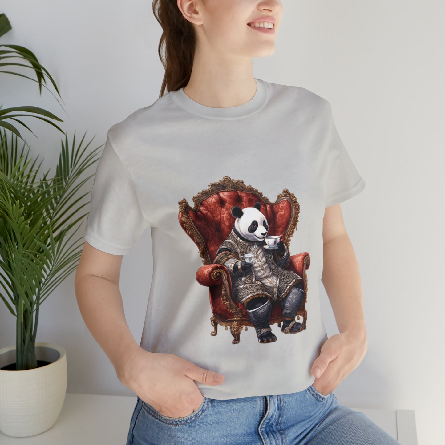 "Fancy Panda Tea Time" Unisex Jersey Short Sleeve Tee