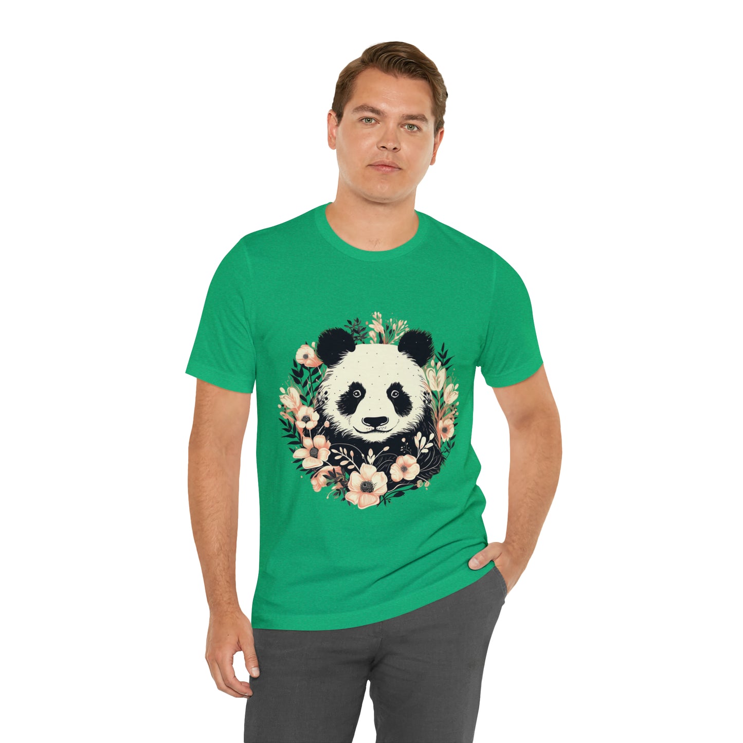 Panda Tee with Floral Background