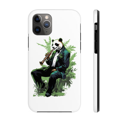 Tough Phone Cases with a suave comic panda playing a bamboo saxophone