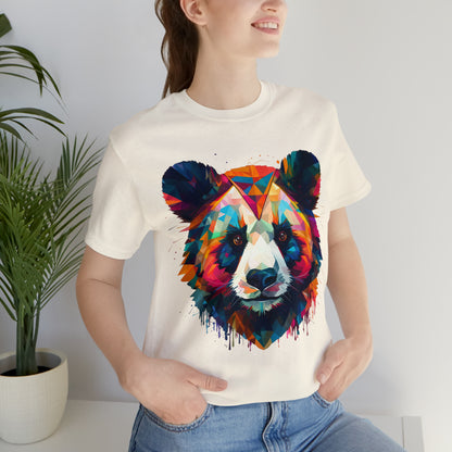 Panda Face with Geometric Patterns Tee