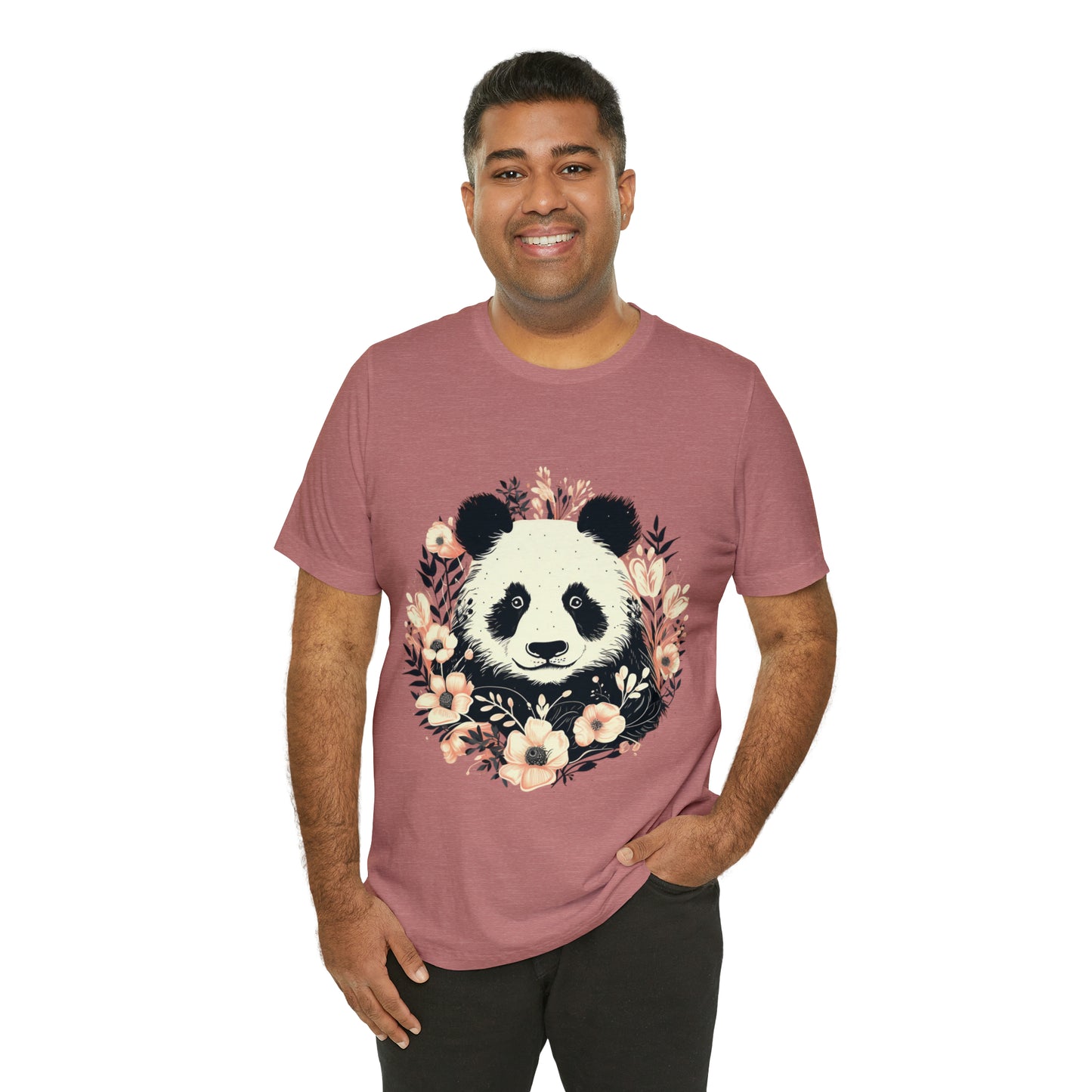 Panda Tee with Floral Background