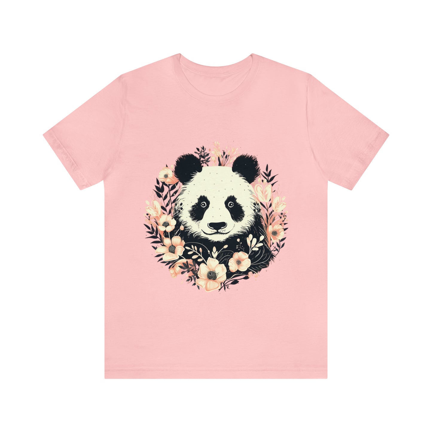 Panda Tee with Floral Background