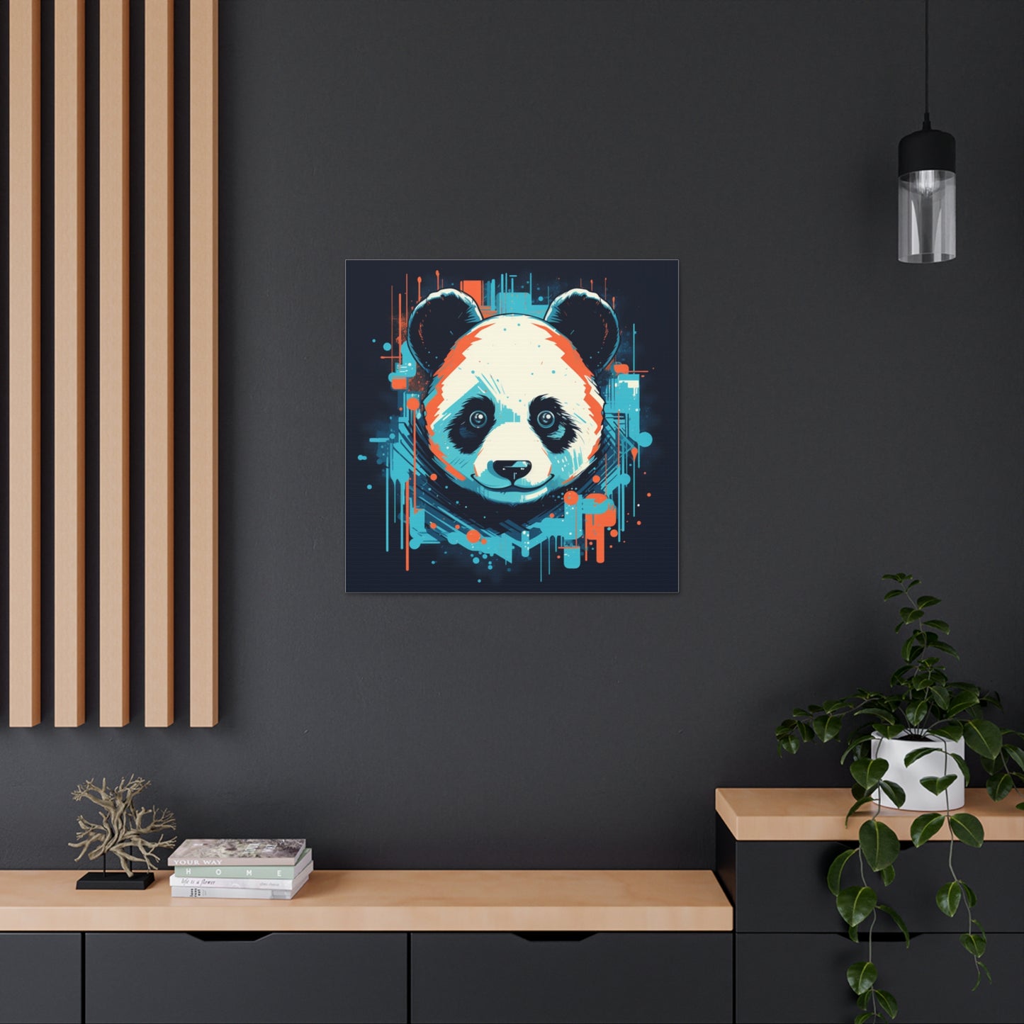 Canvas Gallery Wraps - T-shirt design featuring a pixelated panda art