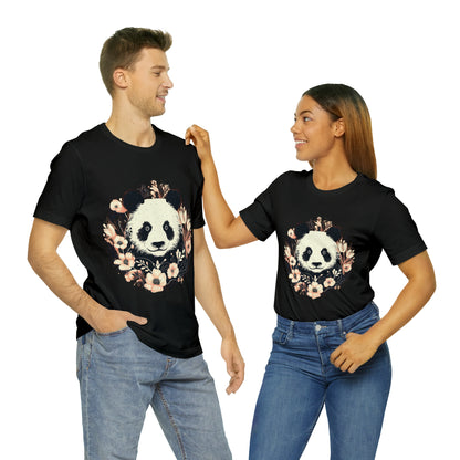 Panda Tee with Floral Background