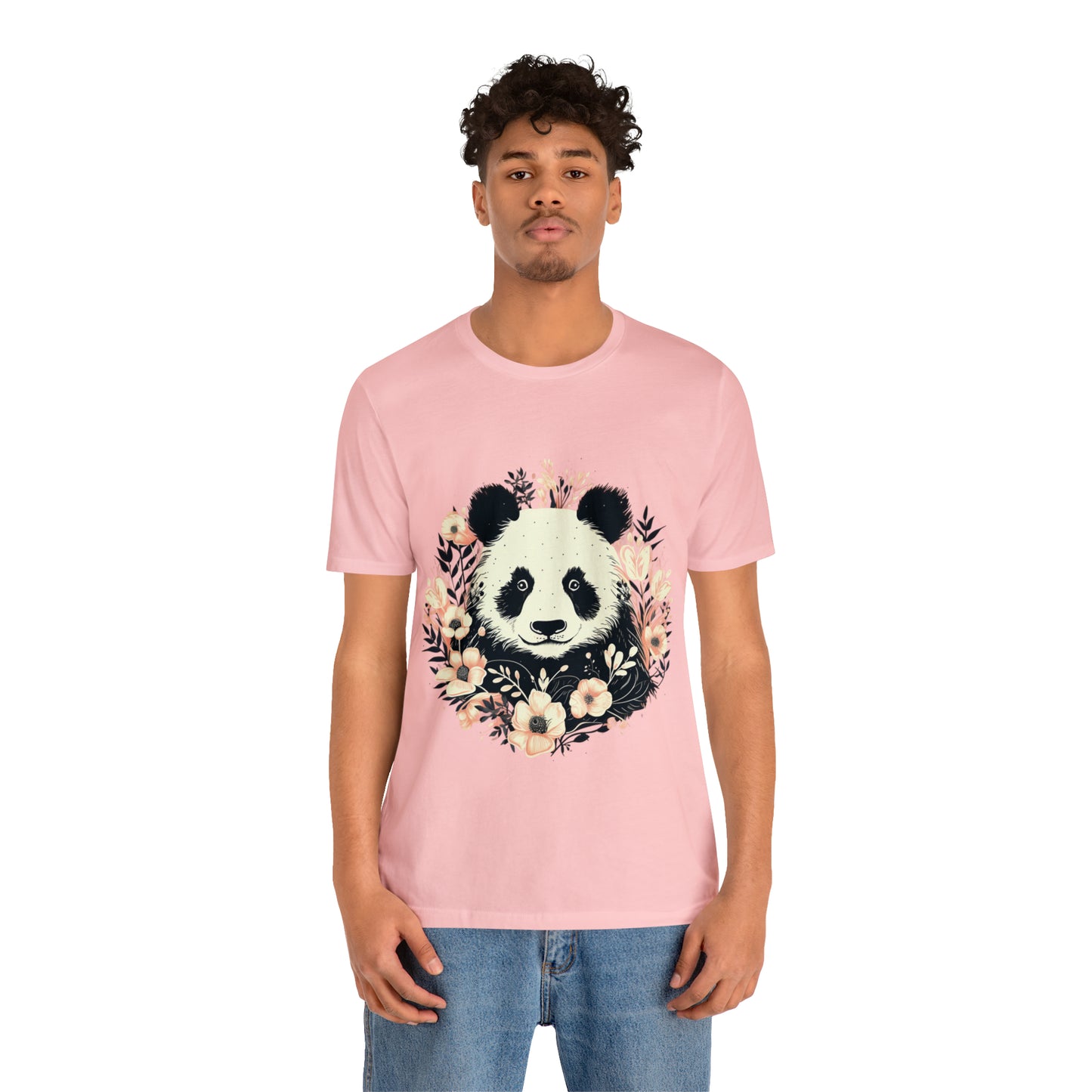 Panda Tee with Floral Background