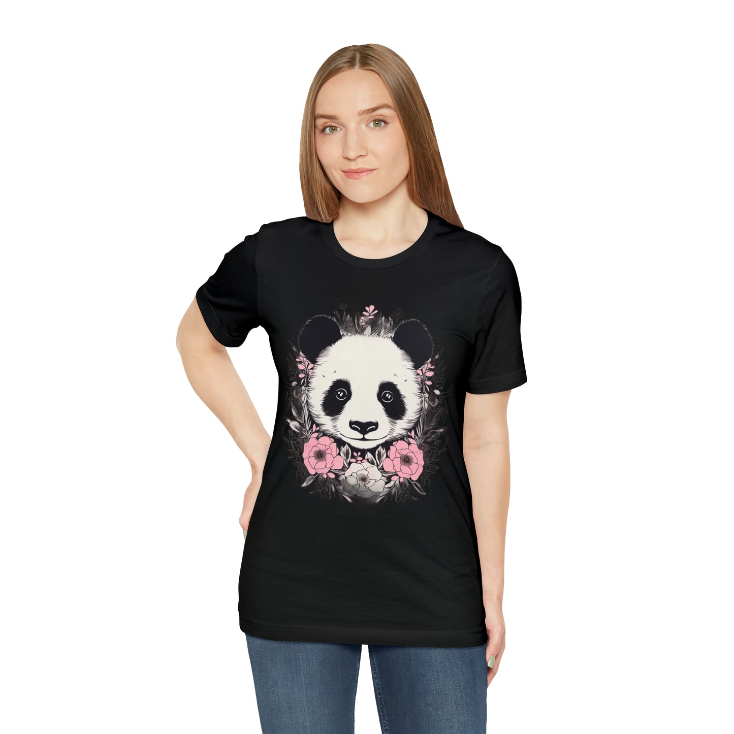 Panda Bear Tee with Floral Print