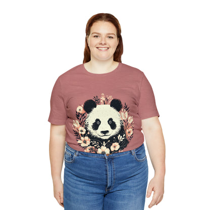 Panda Tee with Floral Background