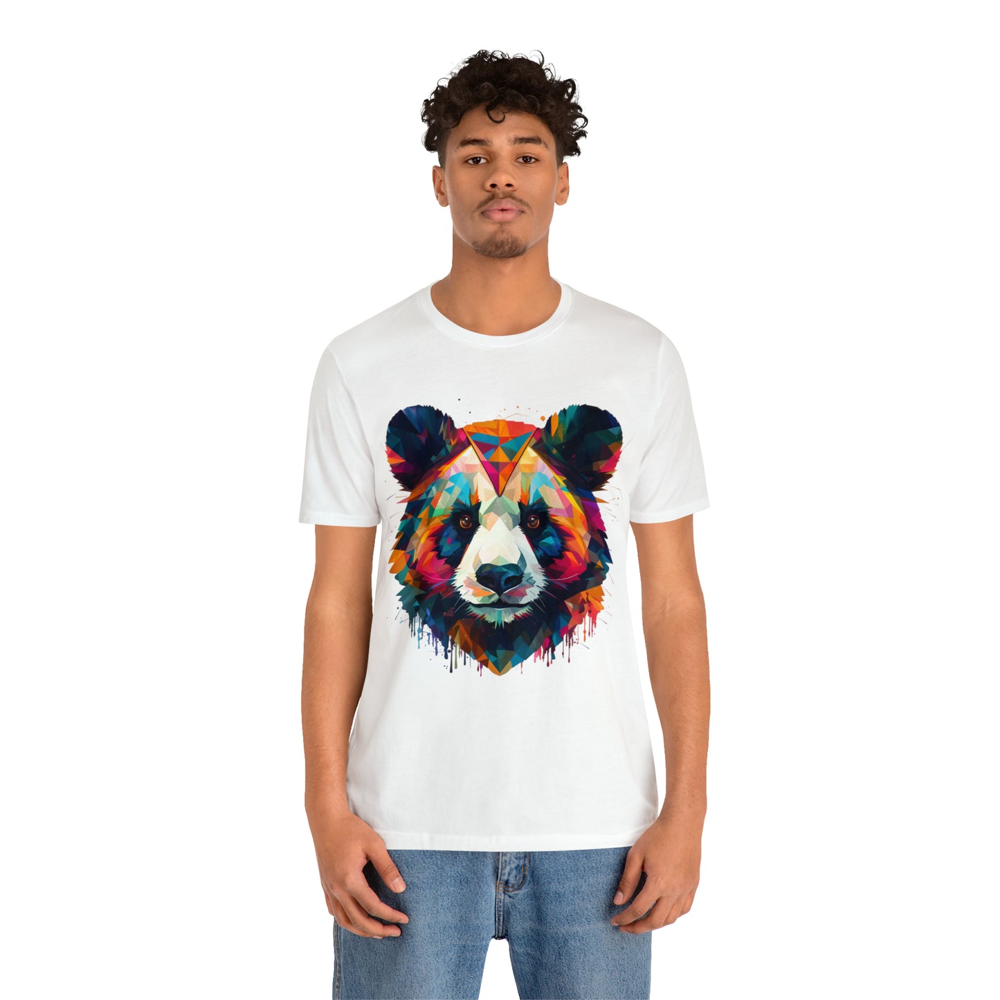 Panda Face with Geometric Patterns Tee