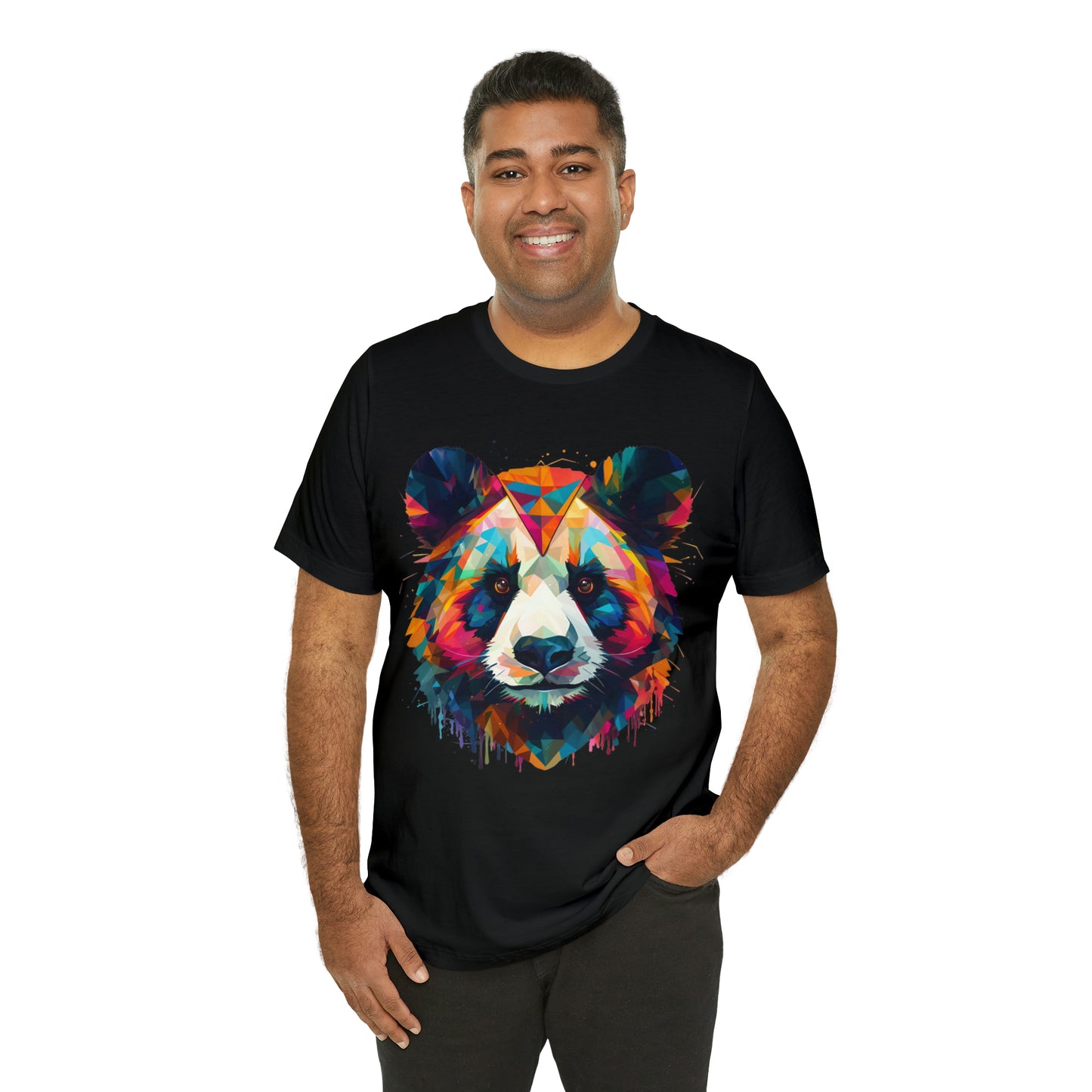 Panda Face with Geometric Patterns Tee