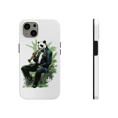 Tough Phone Cases with a suave comic panda playing a bamboo saxophone