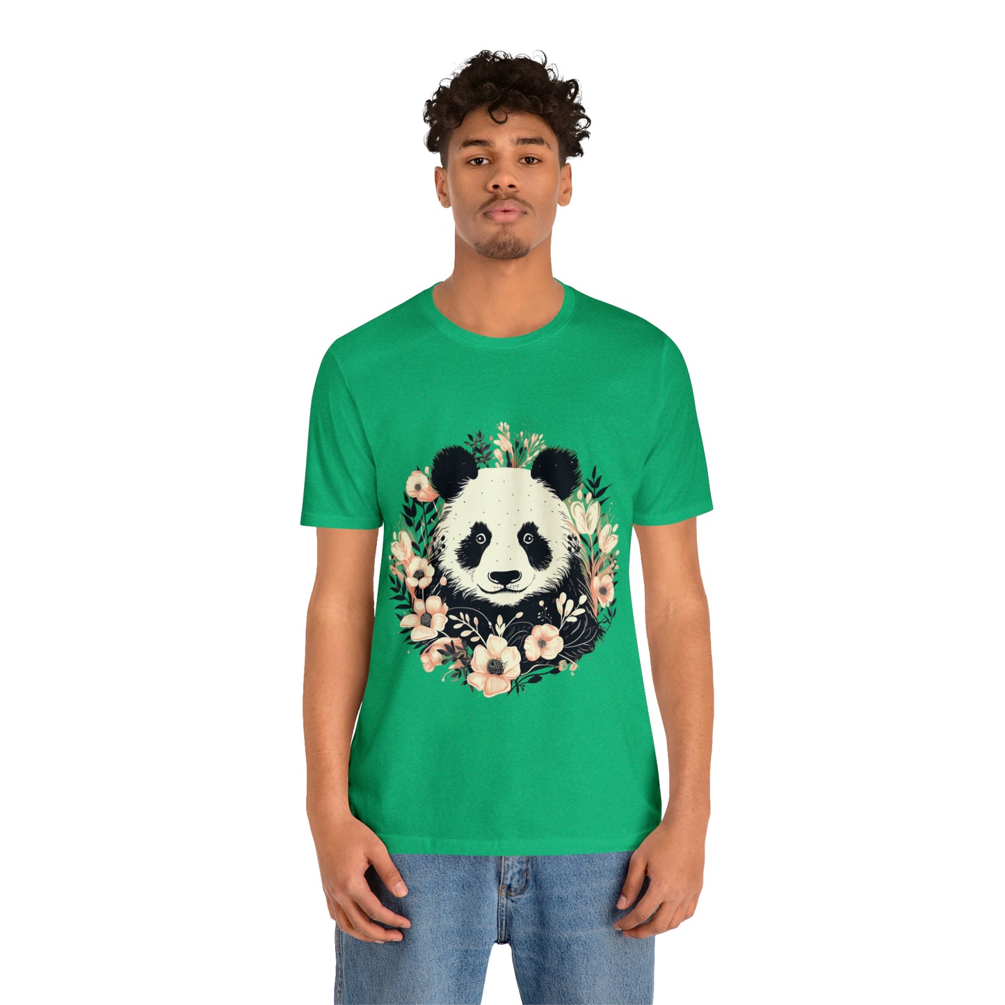 Panda Tee with Floral Background