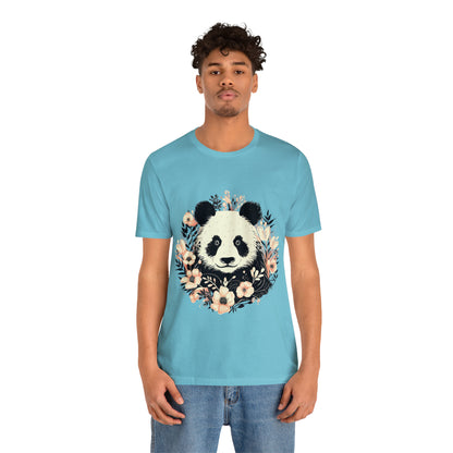 Panda Tee with Floral Background