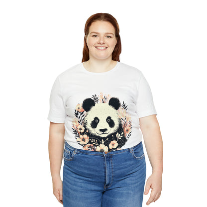 Panda Tee with Floral Background