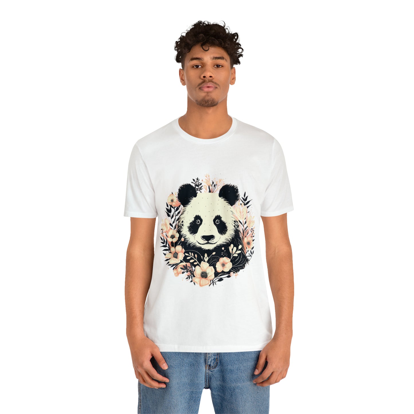 Panda Tee with Floral Background