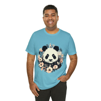 Panda Tee with Floral Background