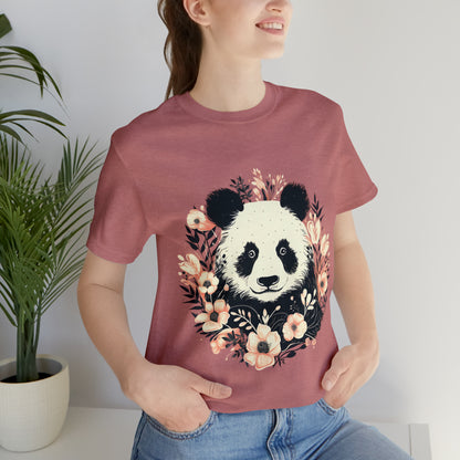 Panda Tee with Floral Background