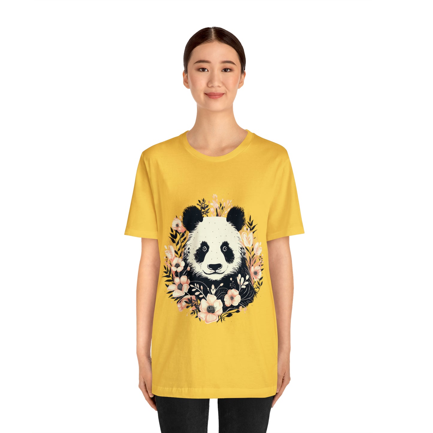 Panda Tee with Floral Background