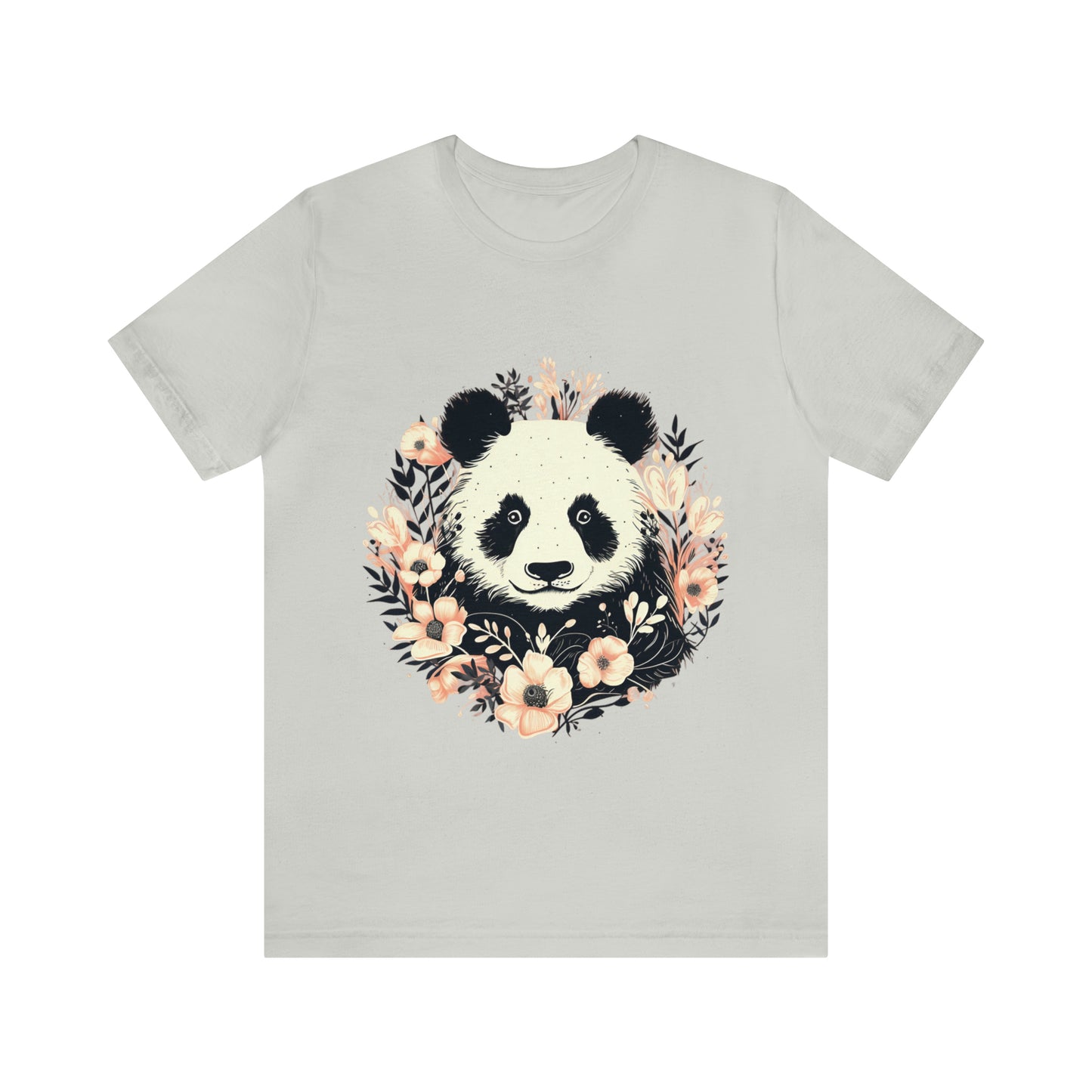 Panda Tee with Floral Background