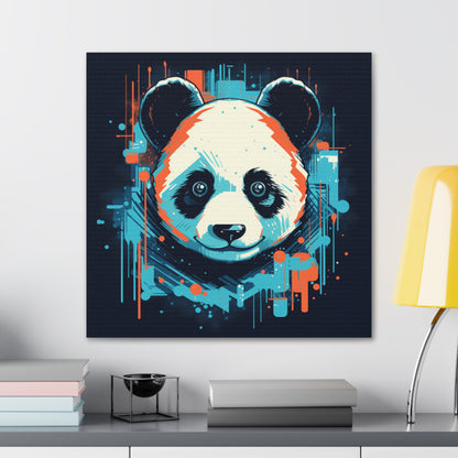 Canvas Gallery Wraps - T-shirt design featuring a pixelated panda art