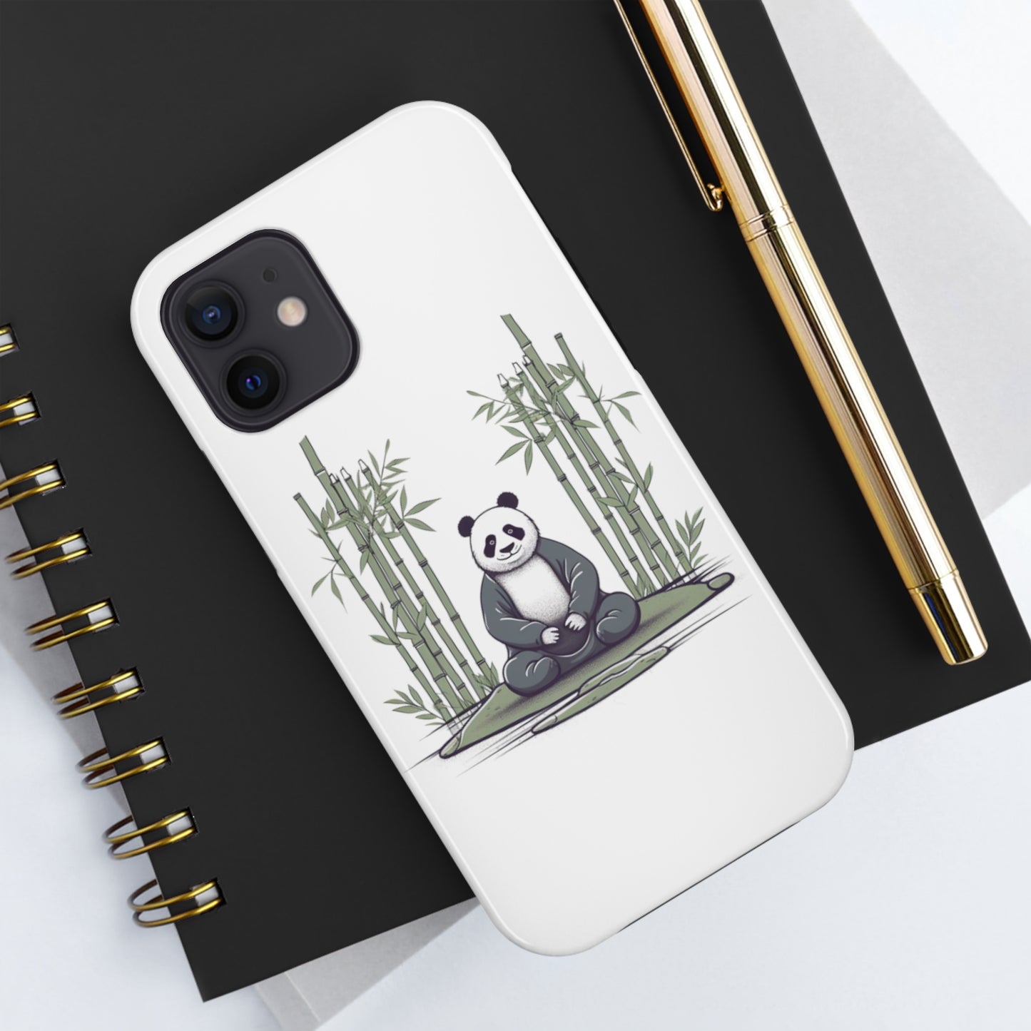 Tough Phone Cases: A Zen Panda Meditating Amidst Bamboo Shoots