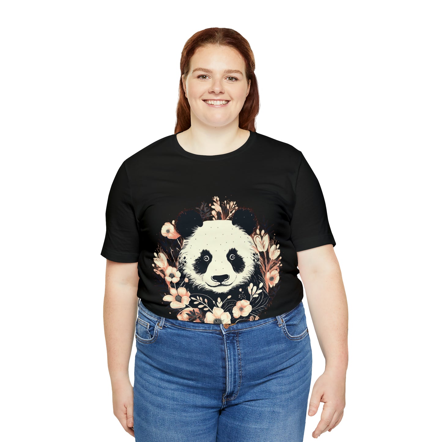 Panda Tee with Floral Background