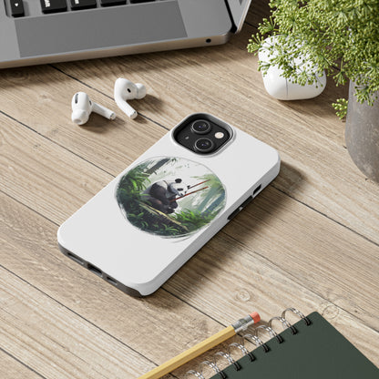 Tough Phone Cases with a Panda Painting Bamboo Forest Masterpiece