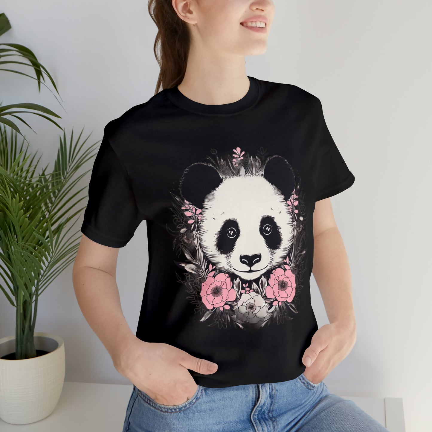 Panda Bear Tee with Floral Print