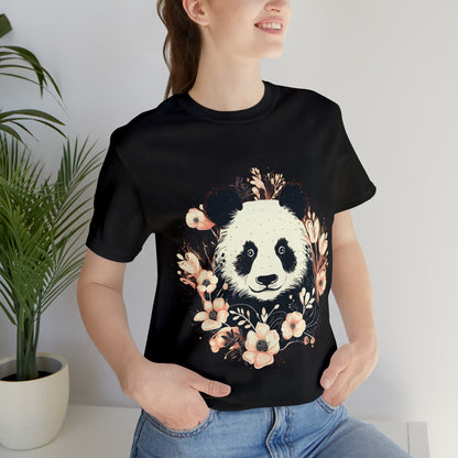 Panda Tee with Floral Background