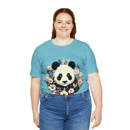 Panda Tee with Floral Background