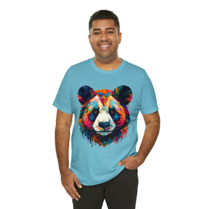 Panda Face with Geometric Patterns Tee