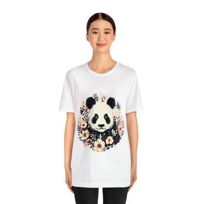 Panda Tee with Floral Background