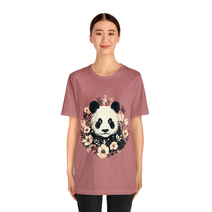 Panda Tee with Floral Background