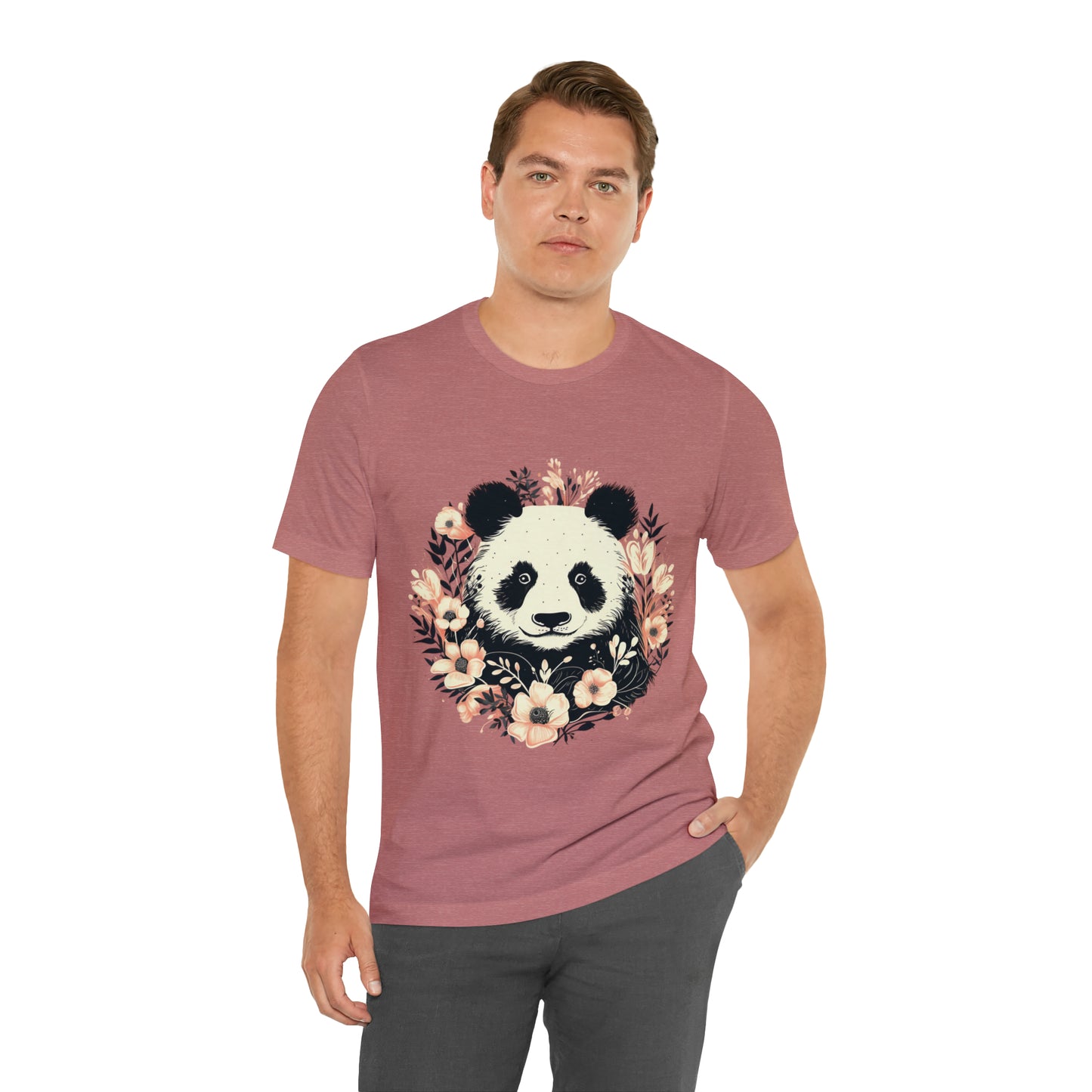 Panda Tee with Floral Background