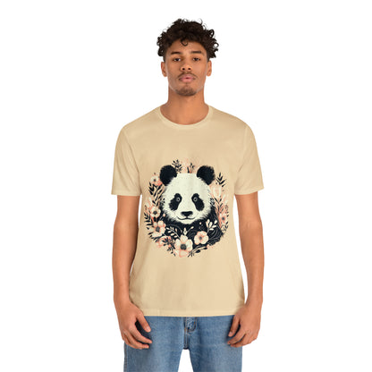 Panda Tee with Floral Background