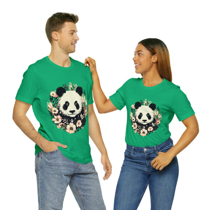 Panda Tee with Floral Background
