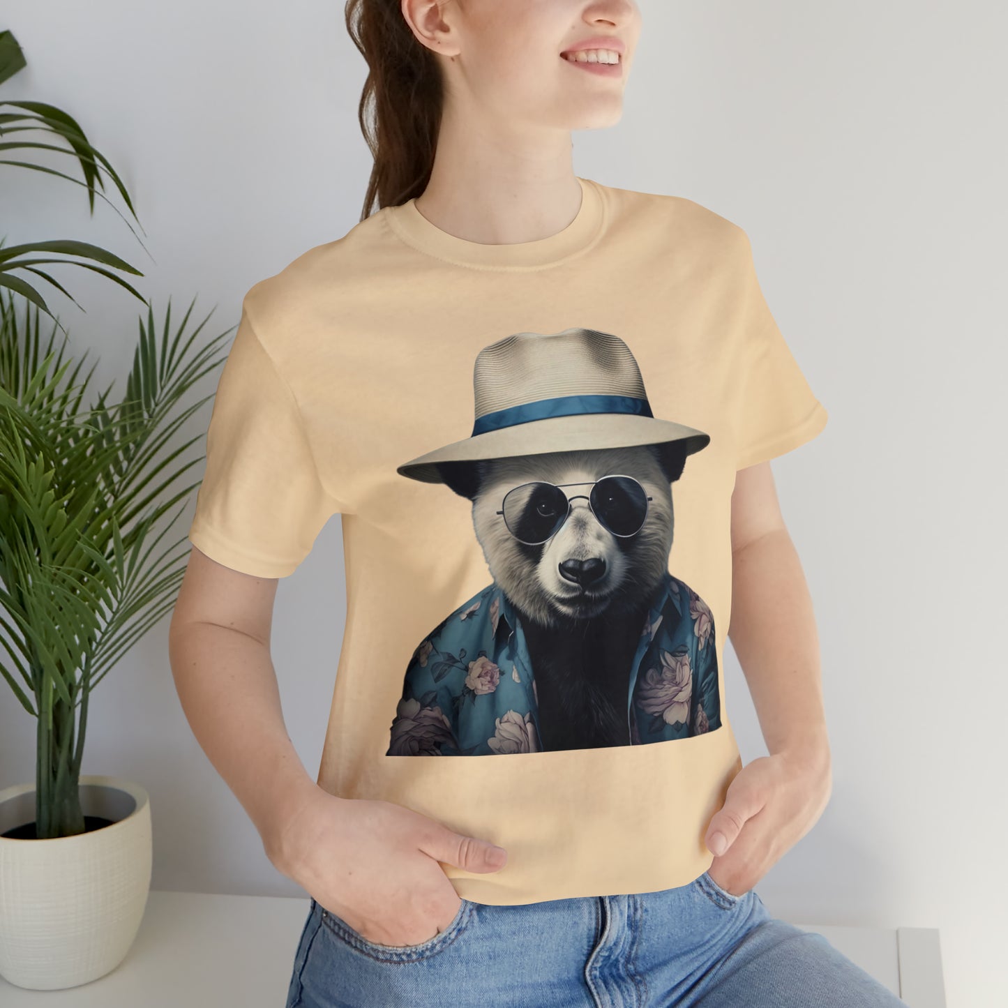 Panda Print Tee with Panda Wearing Sunglasses