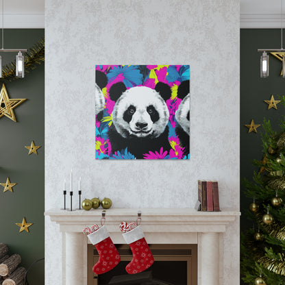 Panda Power: Canvas Gallery Wraps with a Black and White Panda Pattern and Neon Accents