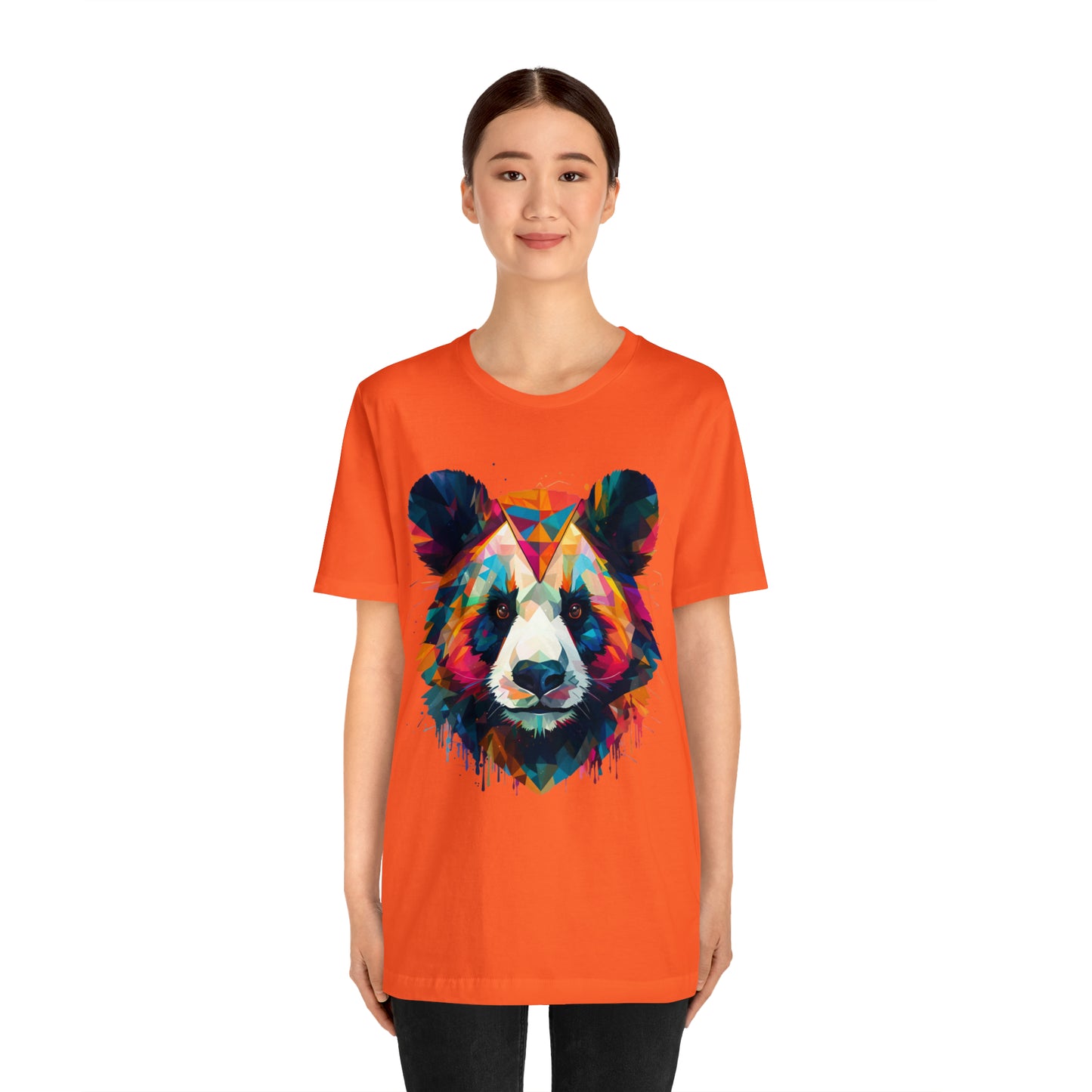 Panda Face with Geometric Patterns Tee