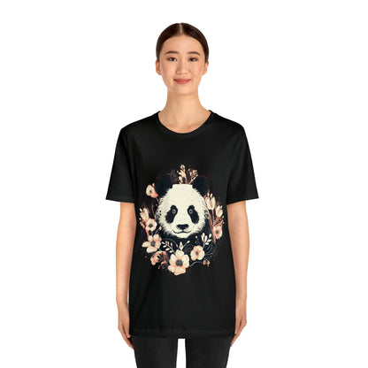 Panda Tee with Floral Background