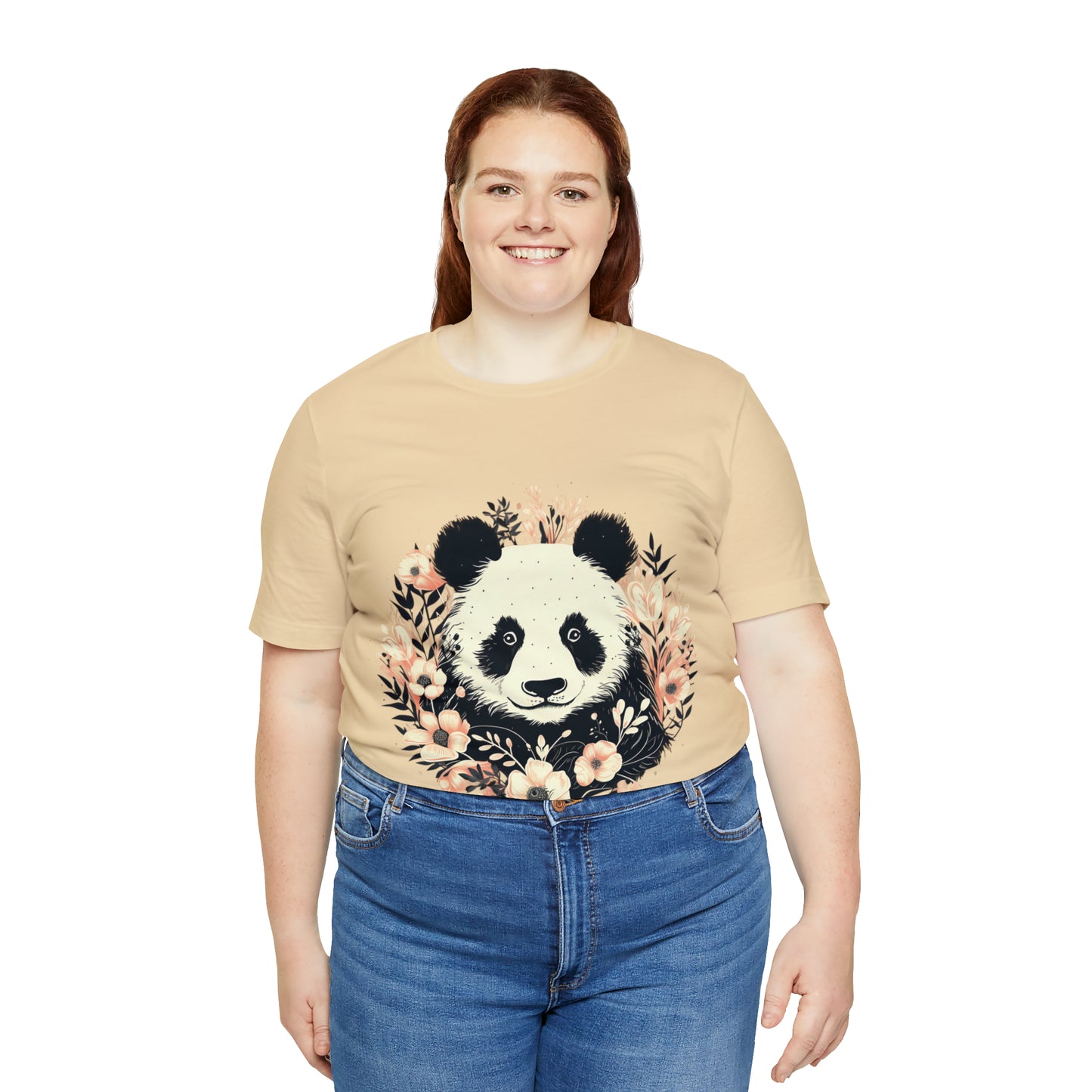 Panda Tee with Floral Background