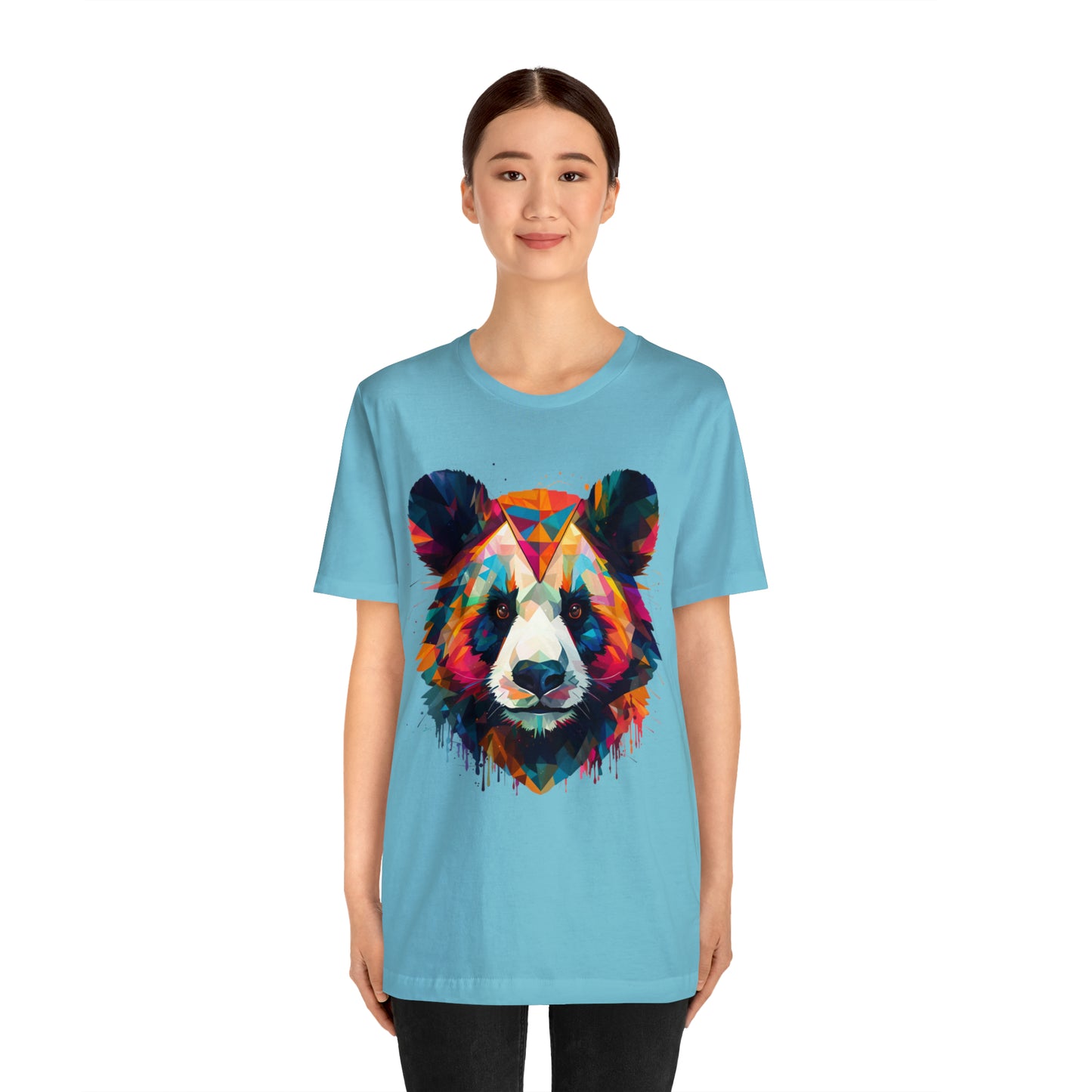 Panda Face with Geometric Patterns Tee