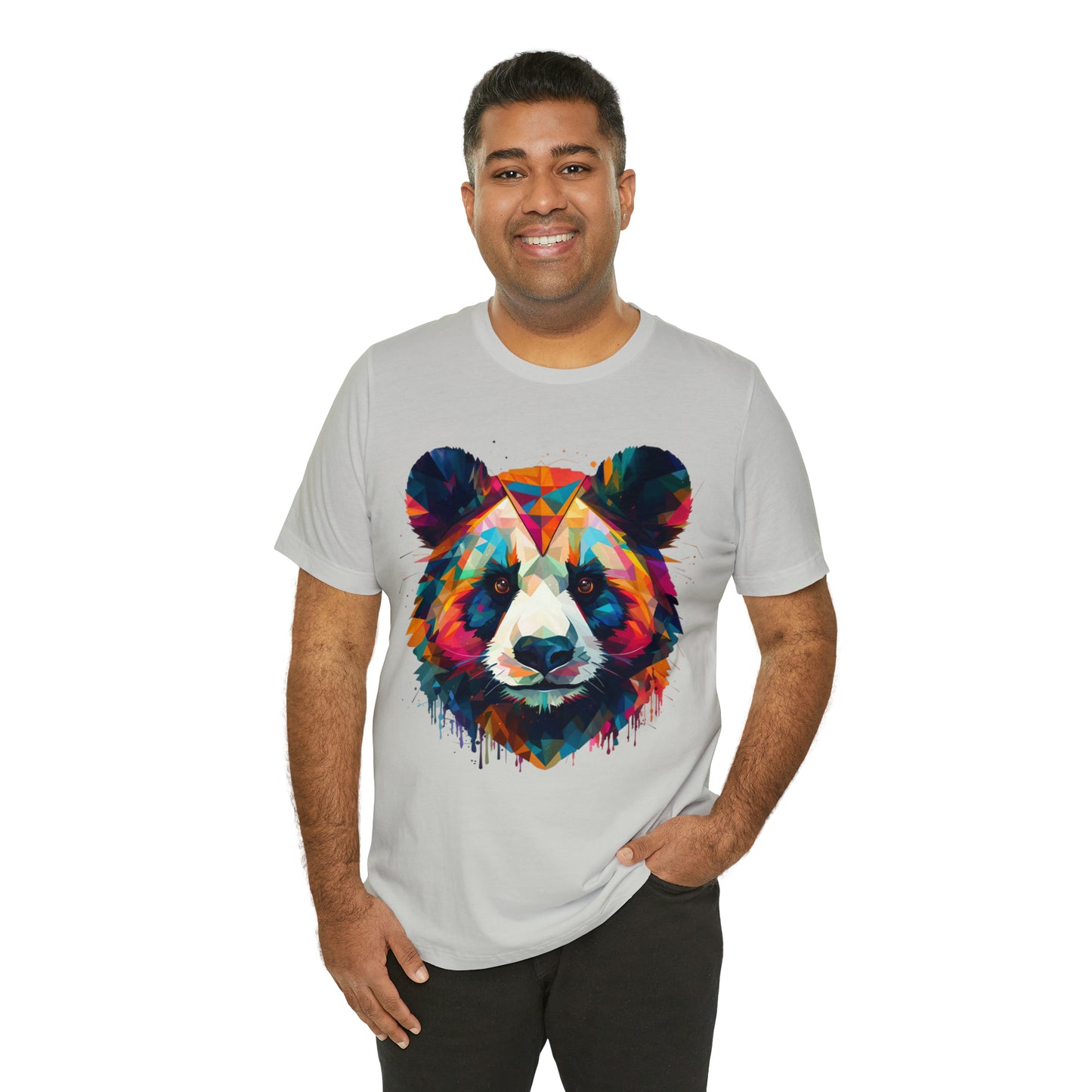 Panda Face with Geometric Patterns Tee