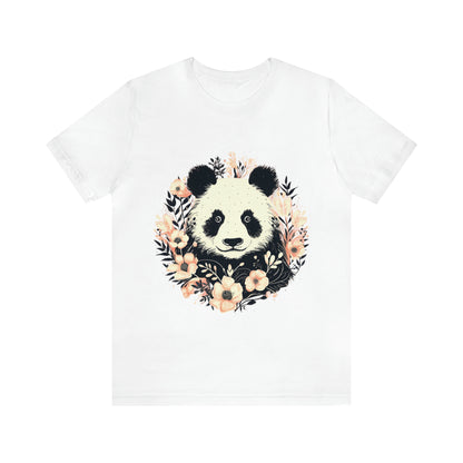 Panda Tee with Floral Background