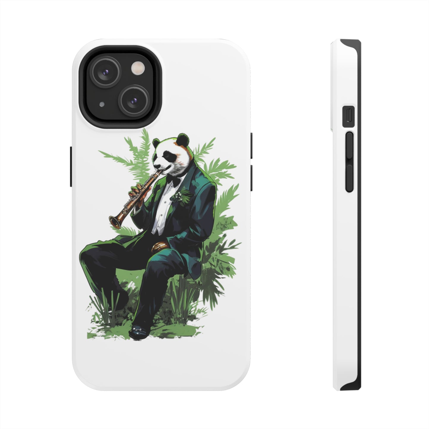 Tough Phone Cases with a suave comic panda playing a bamboo saxophone