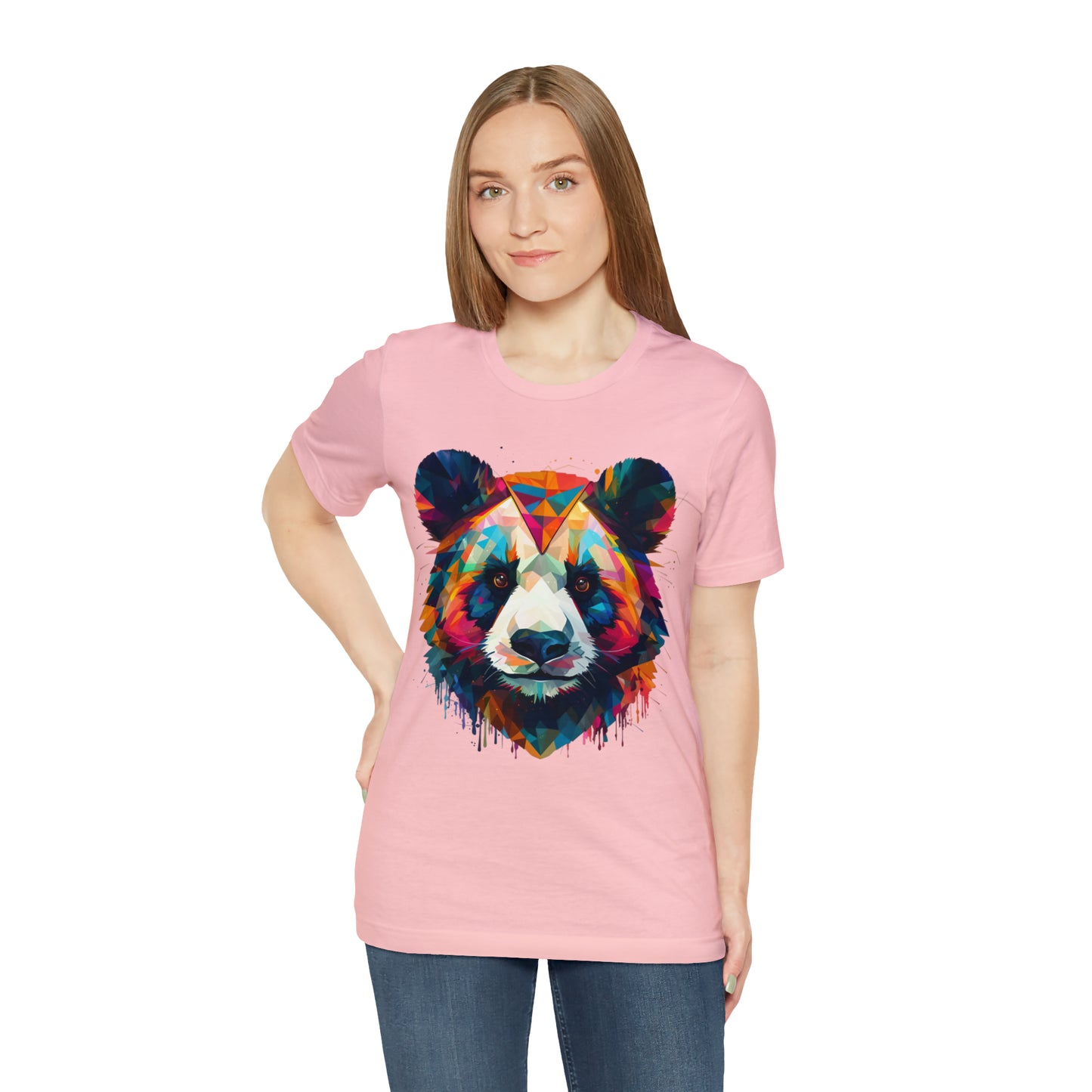 Panda Face with Geometric Patterns Tee