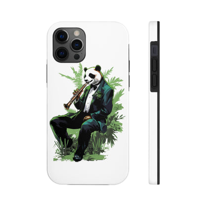 Tough Phone Cases with a suave comic panda playing a bamboo saxophone