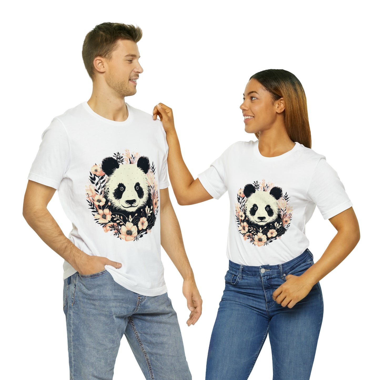 Panda Tee with Floral Background