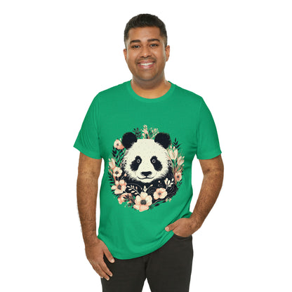 Panda Tee with Floral Background